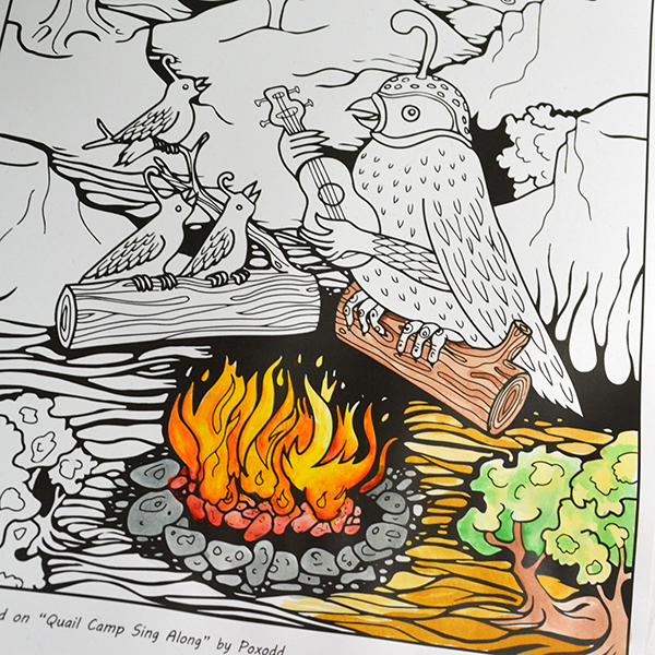 Quail Campfire Sing Along - Coloring Page Example