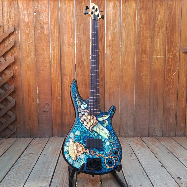 "Deep Sea Bass" Painted bass guitar by Poxodd Deep Sea Bass