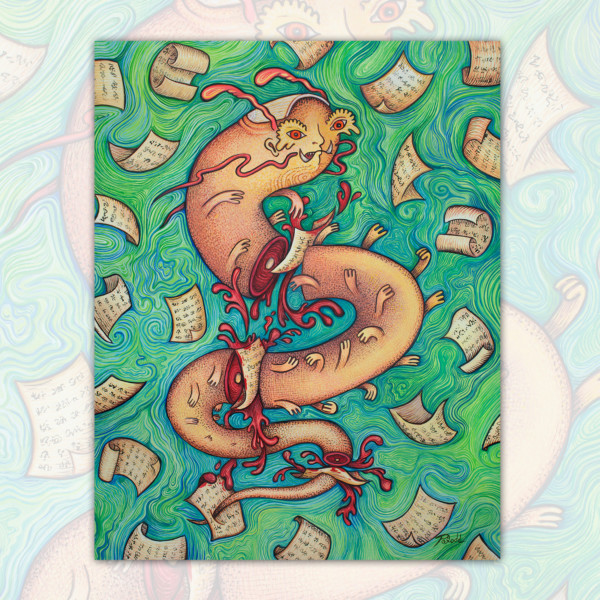 11" x 14"
Gouache Picture of the artwork "Paper Cuts" by Poxodd