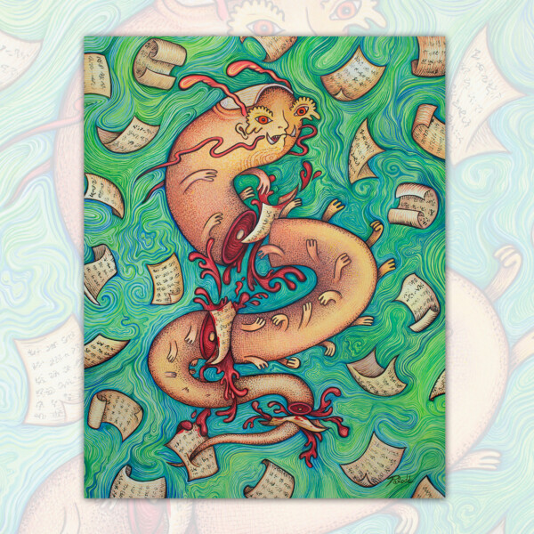 11" x 14"
Gouache Picture of the artwork "Paper Cuts" by Poxodd